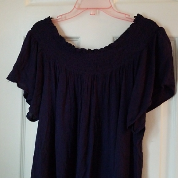 Tops - + Navy Blue Lace Trim Top